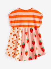Red Strawberry Short Sleeve Drop Hem Jersey Dress (3mths-7yrs) - Image 5 of 5