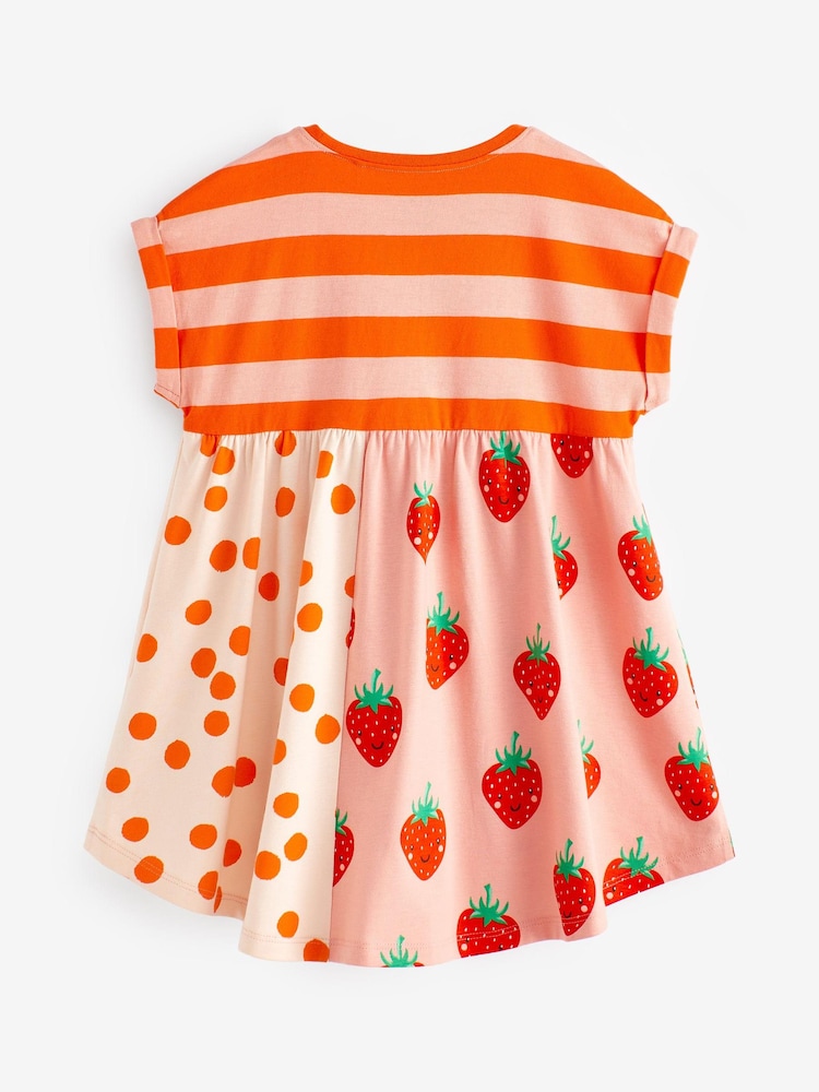 Red Strawberry Short Sleeve Drop Hem Jersey Dress (3mths-7yrs) - Image 5 of 5