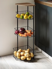 Black Bronx Fruit & Vegetable Corner Storage Baskets Stand - Image 1 of 3