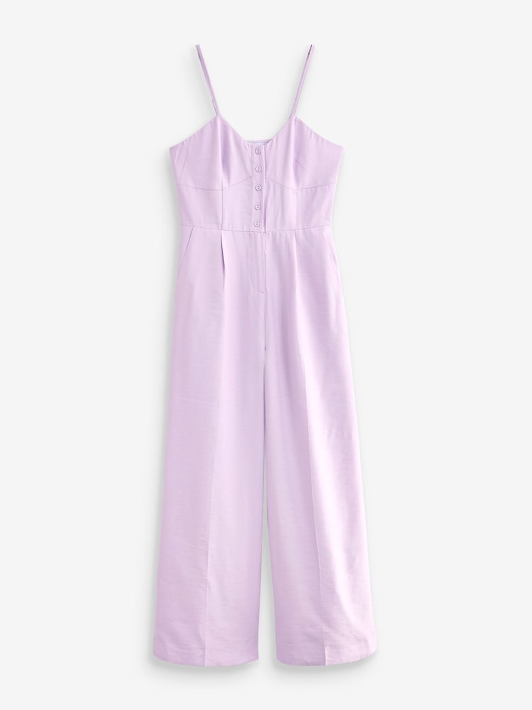 Liliowy - Strappy Button Detail Jumpsuit - Image 4 of 5