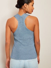 Blue Sparkle Racer Knit Vest - Image 3 of 5