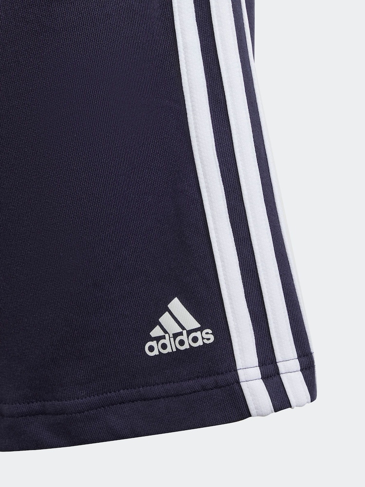 adidas Blue Sportswear Essentials 3-Stripes Knit Shorts - Image 9 of 9