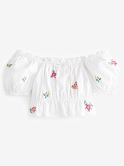 White Embroidered Ruched Blouse (3-16yrs) - Image 4 of 5