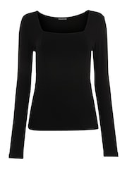 Whistles Square Neck Long Sleeve Top - Image 4 of 4
