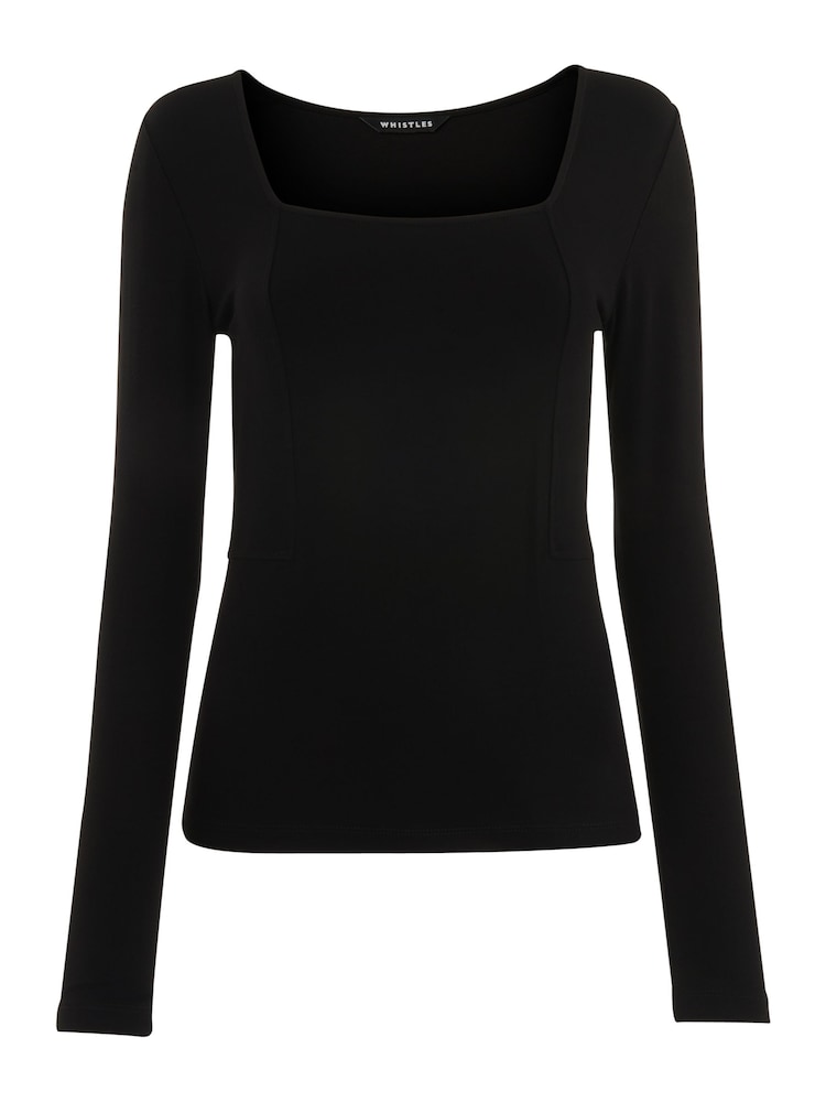 Whistles Square Neck Long Sleeve Top - Image 4 of 4
