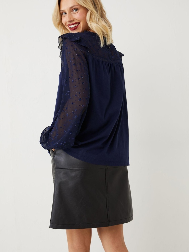 FatFace Blue Stella Star Jersey Top - Image 2 of 4