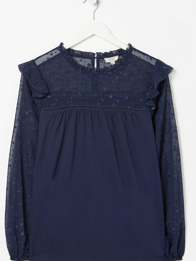FatFace Blue Stella Star Jersey Top - Image 4 of 4