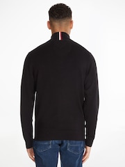 Negro - Tommy Hilfiger Quarter Zip Cotton Blend Jumper With Cashmere - Imagen 2 de 6