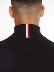 Negro - Tommy Hilfiger Quarter Zip Cotton Blend Jumper With Cashmere - Imagen 3 de 6