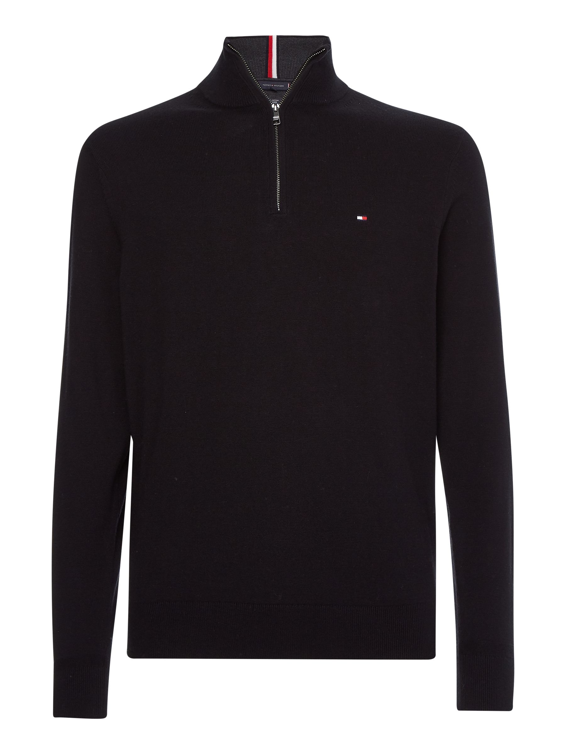 Buy Tommy Hilfiger Black Quarter Zip Cotton Blend Jumper With Cashmere from  Next Lithuania