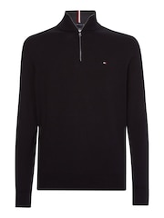 Negro - Tommy Hilfiger Quarter Zip Cotton Blend Jumper With Cashmere - Imagen 4 de 6
