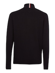 Negro - Tommy Hilfiger Quarter Zip Cotton Blend Jumper With Cashmere - Imagen 5 de 6