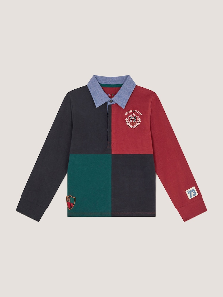 Monsoon Red Colourblock Rugby Polo Shirt - Image 1 of 3 Monsoon Red Colourblock Rugby Polo Shirt - Image 1 of 3