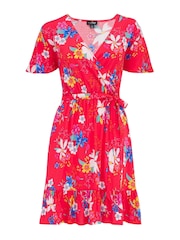 Pour Moi Red Floral Print Woven Dress - Image 4 of 5
