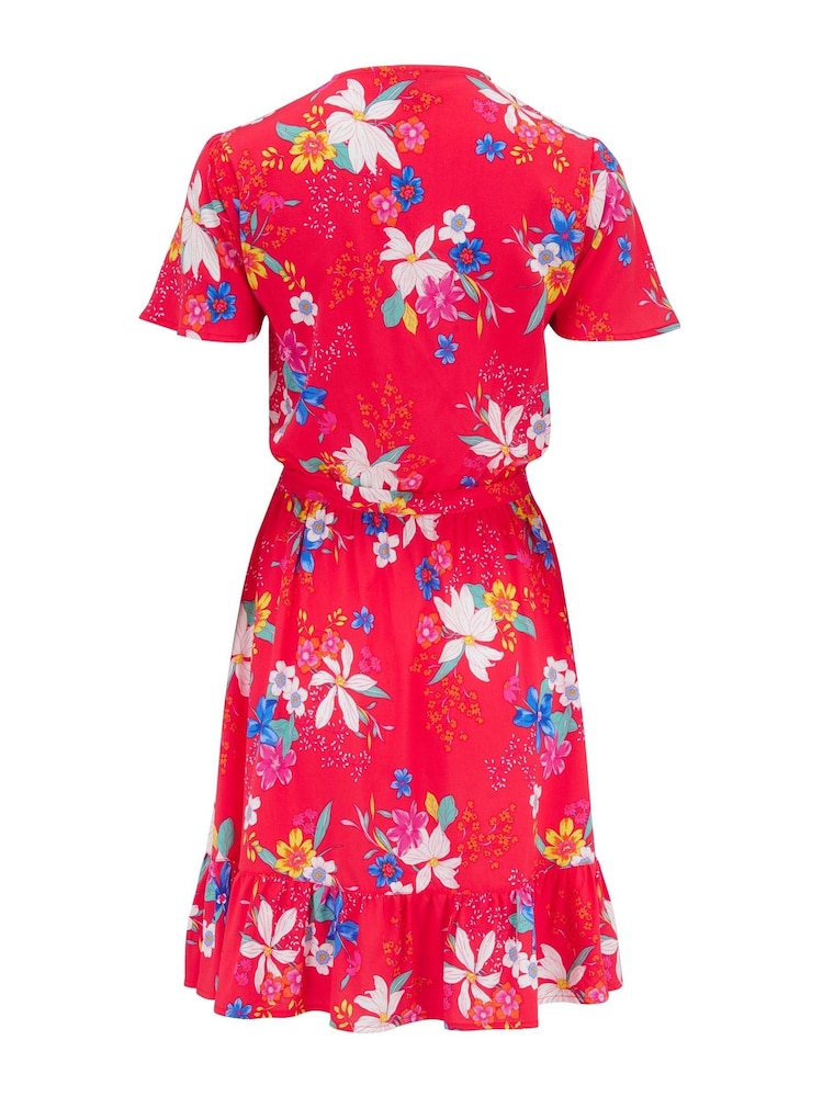 Pour Moi Red Floral Print Woven Dress - Image 5 of 5