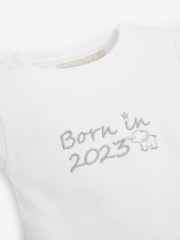JoJo Maman Bébé White Born in 2023 Embroidered Body - Image 2 of 2