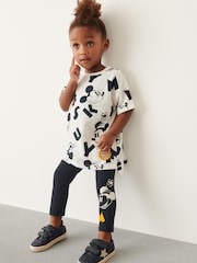Monochrome Mickey Mouse T-Shirt and Leggings Set (3mths-7yrs) - Image 1 of 6