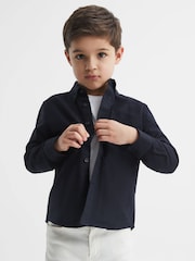 Reiss Navy Greenwich 3-9 yrs Button Down Oxford Shirt - Image 1 of 6
