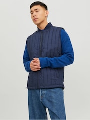 JACK & JONES Blue Lightweight Quilted Padded Gilet - Image 1 of 7