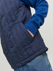 JACK & JONES Blue Lightweight Quilted Padded Gilet - Image 6 of 7