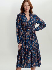 Gina Bacconi Blue Lulia V Neck Button Front Dress With Tiered Skirt - Image 1 of 5