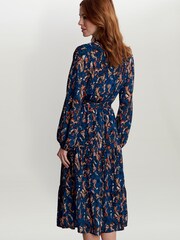 Gina Bacconi Blue Lulia V Neck Button Front Dress With Tiered Skirt - Image 2 of 5