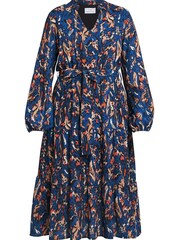Gina Bacconi Blue Lulia V Neck Button Front Dress With Tiered Skirt - Image 5 of 5