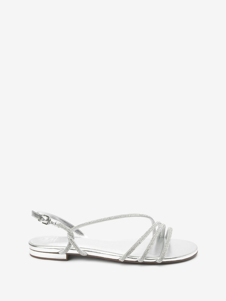 Silver Forever Comfort® Strappy Sparkle Sandals - Image 2 of 6 Silver Forever Comfort® Strappy Sparkle Sandals - Image 2 of 6