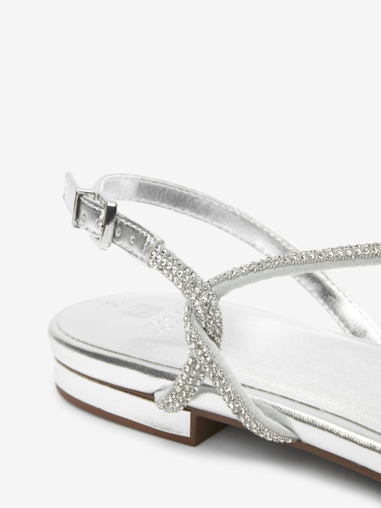 Silver Forever Comfort® Strappy Sparkle Sandals - Image 6 of 6 Silver Forever Comfort® Strappy Sparkle Sandals - Image 6 of 6