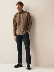 Black/Gold Stretch Oxford Printed Long Sleeve Shirt - Image 2 of 7