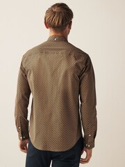 Black/Gold Stretch Oxford Printed Long Sleeve Shirt - Image 3 of 7