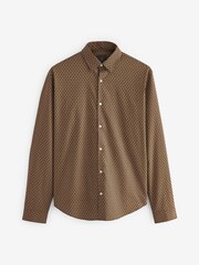 Black/Gold Stretch Oxford Printed Long Sleeve Shirt - Image 5 of 7