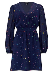 Pour Moi Blue Natalya Chiffron Dress - Image 3 of 4