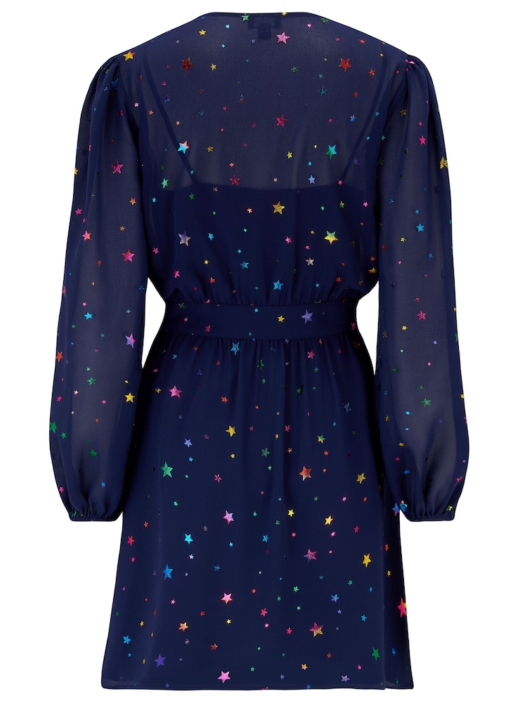 Pour Moi Blue Natalya Chiffron Dress - Image 4 of 4