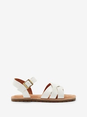 White Standard Fit (F) Woven Leather Sandals - Image 1 of 4