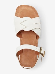White Standard Fit (F) Woven Leather Sandals - Image 3 of 4
