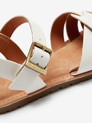 White Standard Fit (F) Woven Leather Sandals - Image 4 of 4