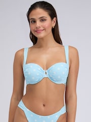 Boux Avenue Blue Soneva Polka Dot Balconette Bikini Top - Image 2 of 5