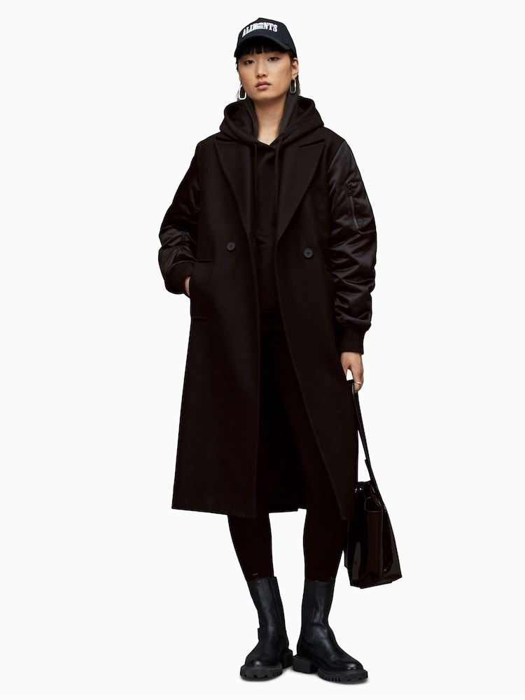 AllSaints Black Paulah Coat - Image 1 of 7