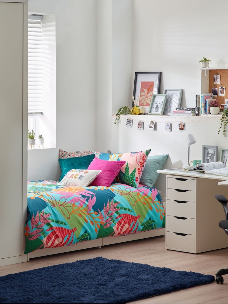 furn. Multicolour Coralina Abstract Reversible Duvet Cover And Pillowcase Set - Image 1 of 5