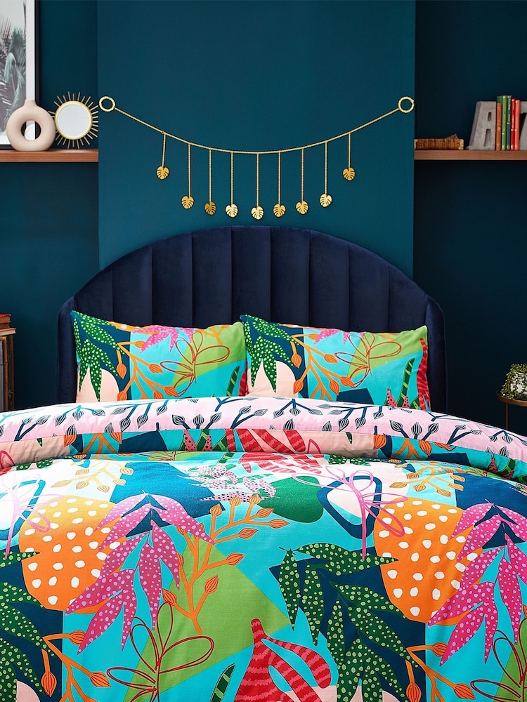furn. Multicolour Coralina Abstract Reversible Duvet Cover And Pillowcase Set - Image 2 of 5