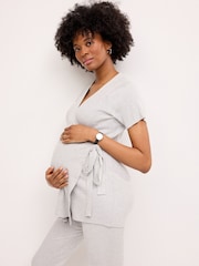 Grey Maternity Knitted Wrap Top - Image 4 of 8
