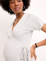 Grey Maternity Knitted Wrap Top - Image 5 of 8