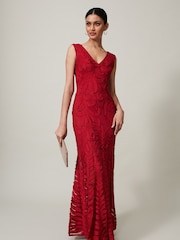 Phase Eight Red Marigold Tapework Dress - Image 1 of 7