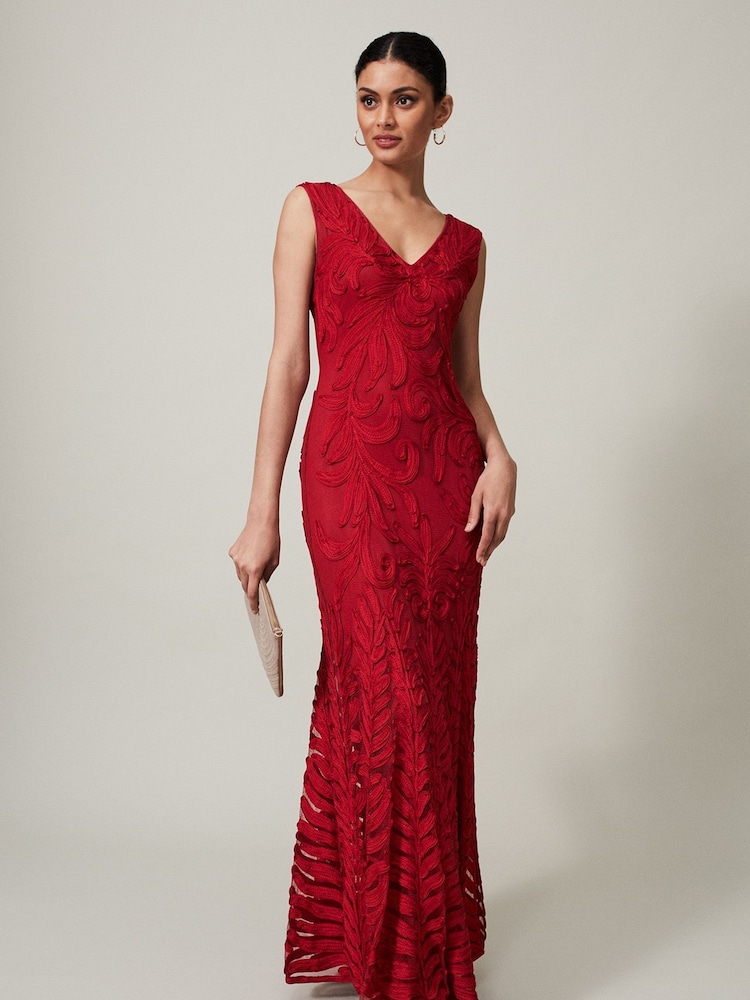 Phase Eight Red Marigold Tapework Dress - Image 1 of 7 Phase Eight Red Marigold Tapework Dress - Image 1 of 7