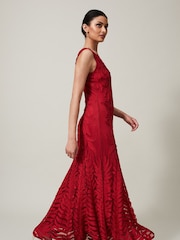 Phase Eight Red Marigold Tapework Dress - Image 3 of 7