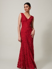 Phase Eight Red Marigold Tapework Dress - Image 4 of 7