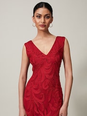 Phase Eight Red Marigold Tapework Dress - Image 5 of 7