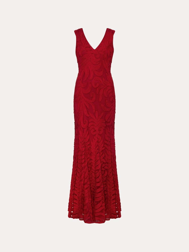 Phase Eight Red Marigold Tapework Dress - Image 7 of 7