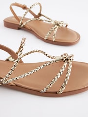 Tan/Gold Forever Comfort® Leather Flat Tubular Plaited Sandals - Image 7 of 7